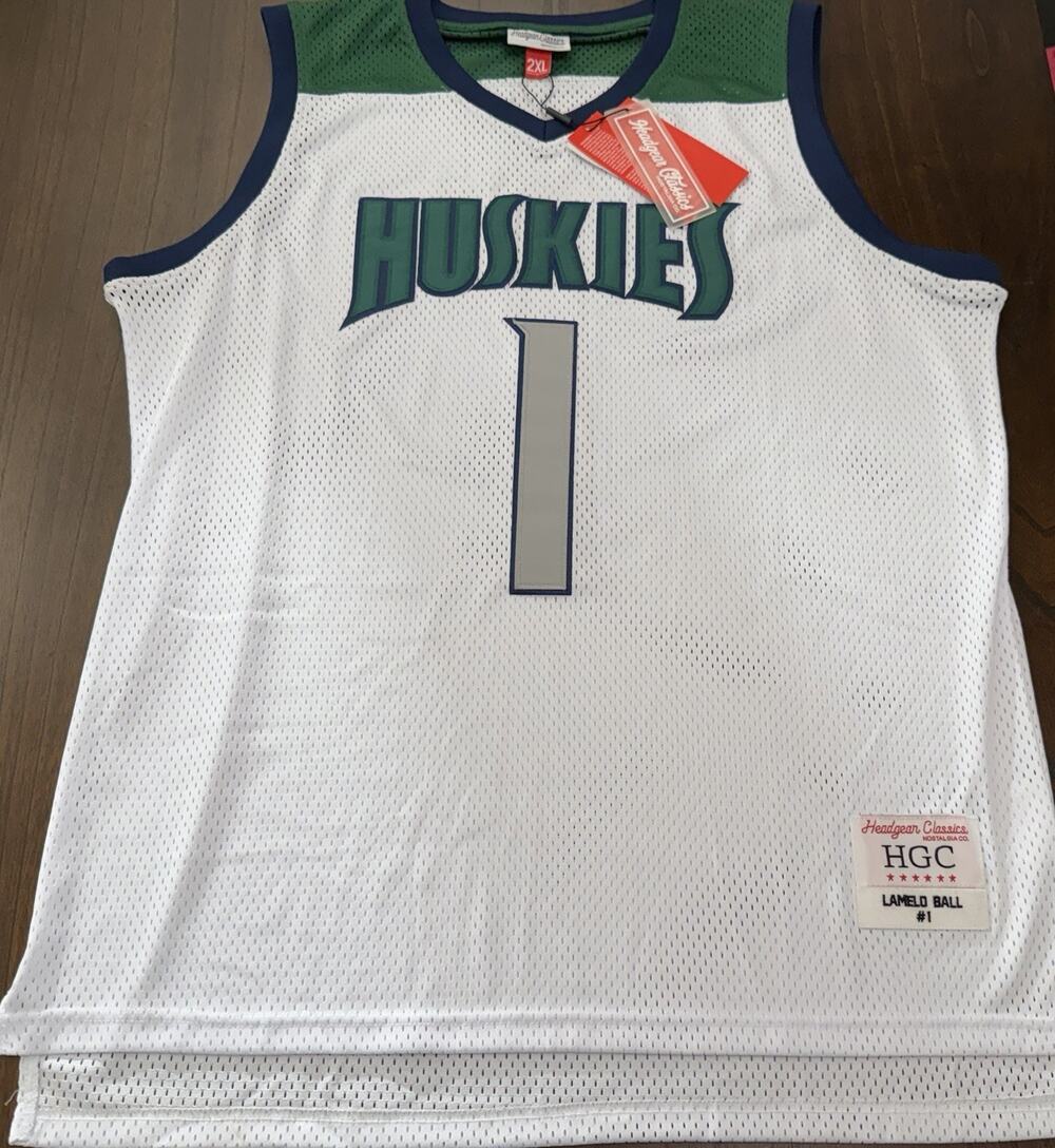 NEW Headgear Classics LaMelo Ball High School Huskies Jersey White Green 2XL